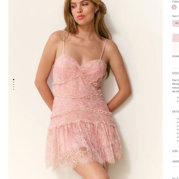 LoveShackFancy Galilea Chantilly Lace Mini Dress  $495.00 2 - Picture 1 of 11